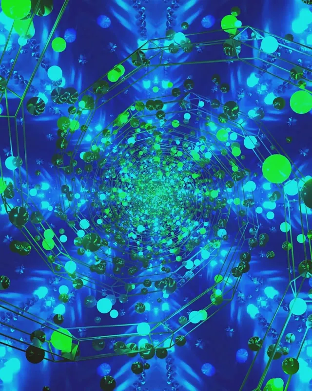 Cyan Nodes VJ Loop 4:5 Tall - Tech Sphere Neon Tunnel 60fps
